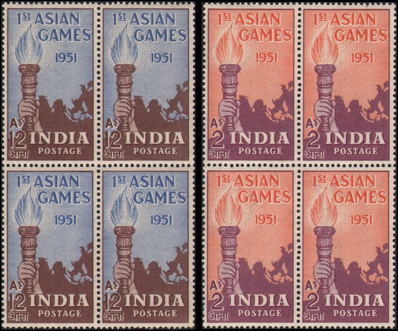 India #233-234 MNH blocks of 4