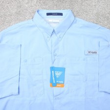 Columbia PFG Shirt NWT Mens Large Blue Tamiami II Fishing Performance S/S Button