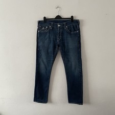TRUE RELIGION ZACH JEANS - W38 L32 - DARK WASH BLUE - STRAIGHT LEG