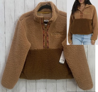 Billabong Horizon Mock Neck Half Zip Sweatshirt Fleece Brown Pullover Sz S NWT