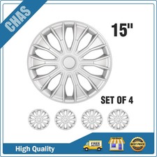 15" Set of 4 Silver Wheel Skins Hub Caps Full Wheel Covers For R15 Tire & Rim