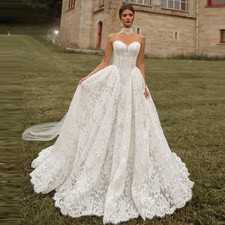 Oine 2026 White Wedding Dress Luxury A-Line Lace Sweetheart Neckline Chapel