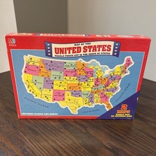 NEW MB Puzzle United States / US World Map 2 In 1 Complete 1993 USA