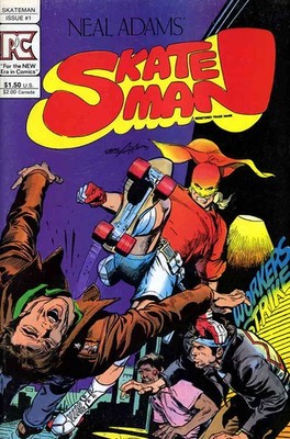 Skateman #1 FN; Pacific | Neal Adams Skate Man - w/Bag+Board