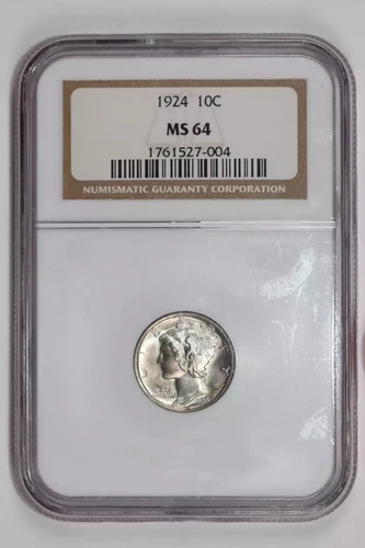1924 MERCURY DIME NGC MS64