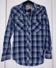 Wrangler Western Plaid Long Sleeve Pearl Snap Button Down Size Small Y2K