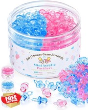 200pc Mini Pacifiers Blue Pink Baby Shower Game Favors Jar