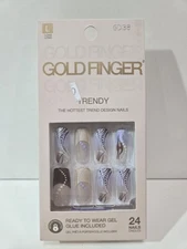 GOLDFINGER 24 LONG NAILS with Glue - #GD38 7 Day Wear