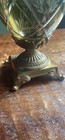 Antique Ornate Bohemian Brass & Cut To Clear Glass 14.5 inch Tall Urn Vase — photo 3