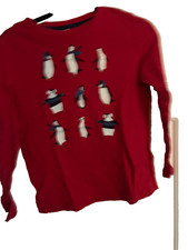 Hanna Andersson Red Penguin Winter Holiday Long Sleeve Shirt 140 10