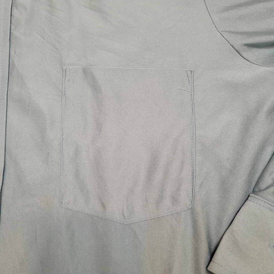 Vintage 70s Van-Heusen Dagger Collar Nylon Button Shirt Medium 21x30 Qiana Nylon - Image 4 of 4