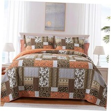 Farmhouse Cotton Quilts Queen Size for Queen 90  98 in Dreamland Orange