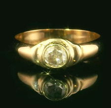 9ct Yellow Gold 0.25ct Rose Cut Diamond Bezel Set Ring 5.2mm 3.4g