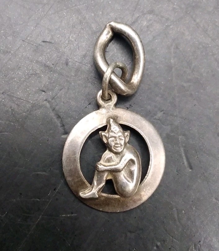 Vintage Silver Pendant Cornish Pixie Lincoln Imp … - image 1