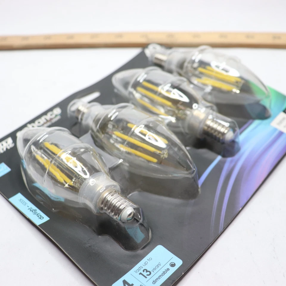 (4-Pk) Feit Electric Decorative Chandelier Antique Filament LED Light B10 3.3W - Image 4 of 4