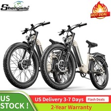  2 Items Dual Motor 2000W EBike 48V 17.5Ah 26" Fat Tire Electric Bike for Adults