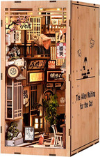 DIY 3D Wooden Book Nook Kit, Miniature House Model for Bookshelf Decor