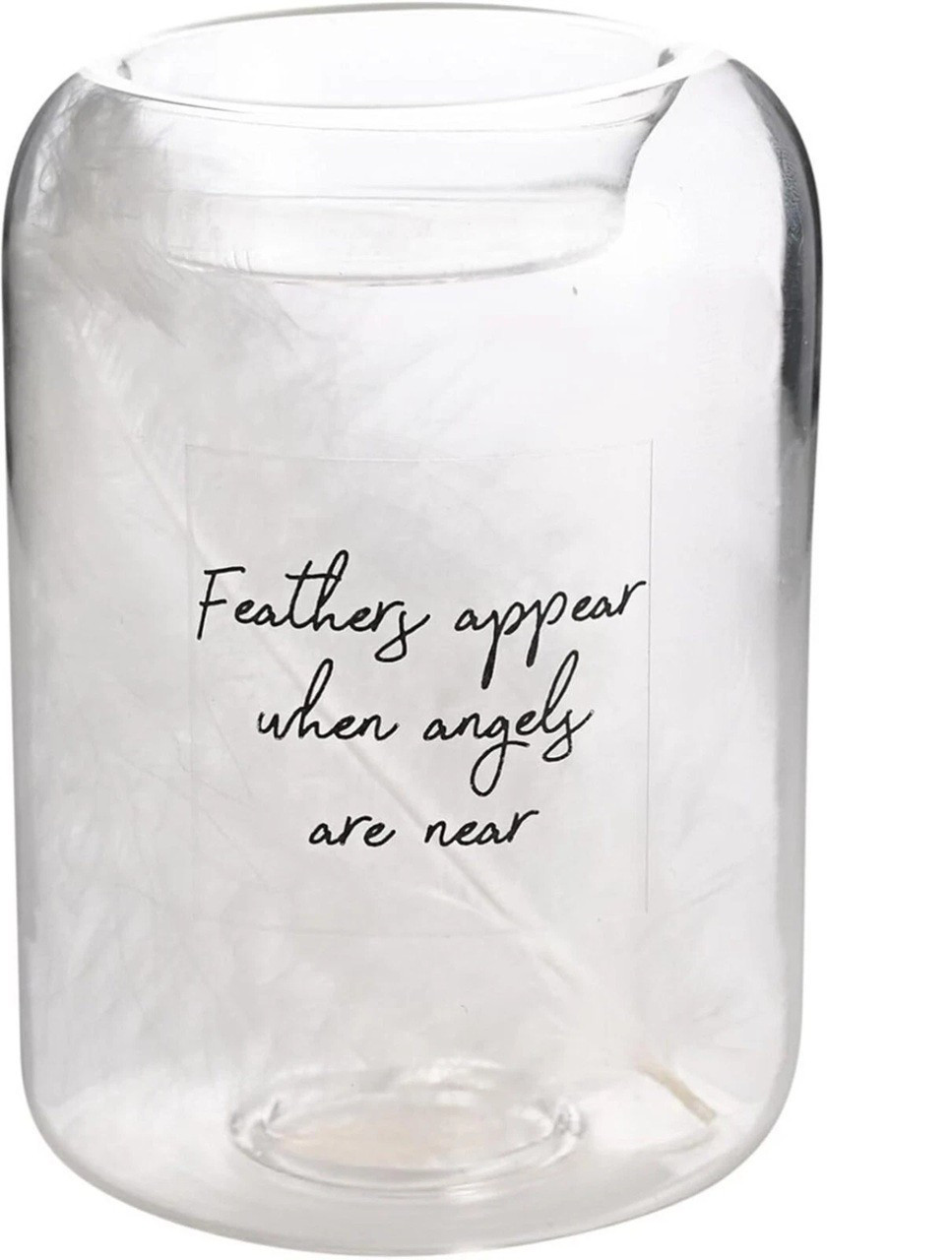 Feathers Appear Angels Glass Tealight Holder Memorial Tribute In Loving Memory