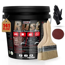 Rust Converter & Metal Primer, 141 Fl Oz Black Rust Inhibitor Paint for Metal...