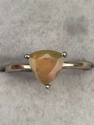 Vintage Ring 9 kt Gold natürlicher äthiopischer Opal Größe O TJC
