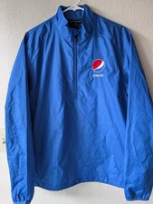 Port Authority Blue Windbreaker Rain Jacket Pepsi Cola Logo Oversized Medium