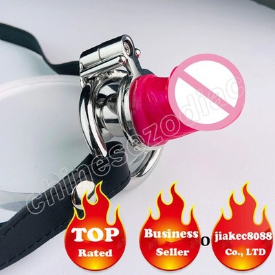 Flat Chastity Cage with Skin Peni CBT Game Stainless Steel Negative Ring Urethr