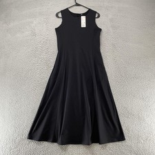 Uniqlo Airism Midi Dress Womens Small Black Ultra Stretch Fit Flare Pockets