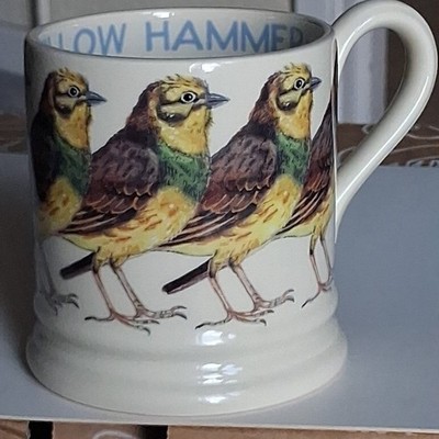 EMMA BRIDGEWATER (VÖGEL) GELBER HAMMER 1/2 PINT BECHER, 1. QUALITÄT, BRANDNEU.