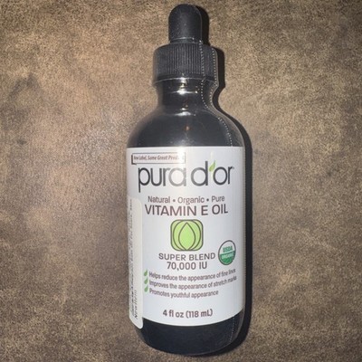 PURA D'OR 4 Oz ORGANIC Vitamin E Oil Blend 70,000 IU - 100% Natural Hexane Free,