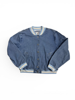 NWT Madden Girl Denim Varsity Bomber Jacket Size XL