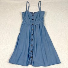Old Navy Women’s Small Denim Cami Mini Dress – Light Blue Lyocell – Button Front