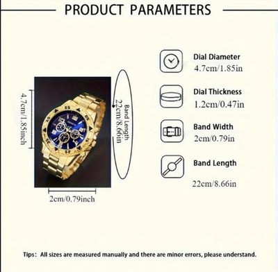 4 Piece Luxury Watch Set Mens Geneva Chronograph Gold Silver  display picture 3