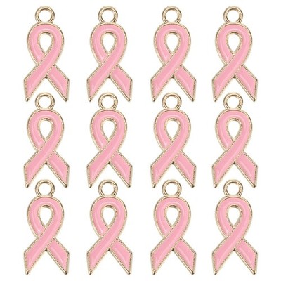 0.8'' x 0.4'' Ribbon Pendants, 20Pcs Awareness Hope Charm Accessories, Pink