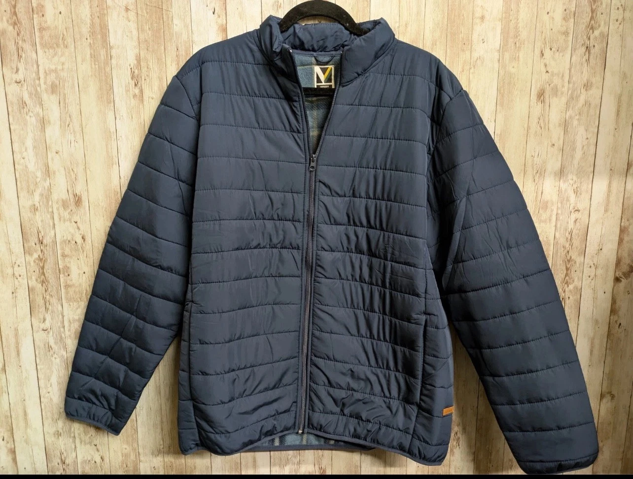 Voyager Men's Large Polar Fleece Lined Puffer Jacket Color Navy