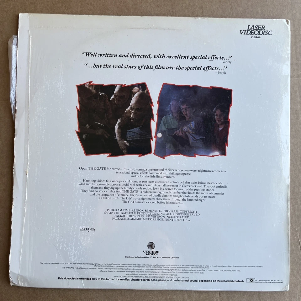 he Gate 1986 Extended Play Laserdisc Stephen Dorff - Image 2 of 2
