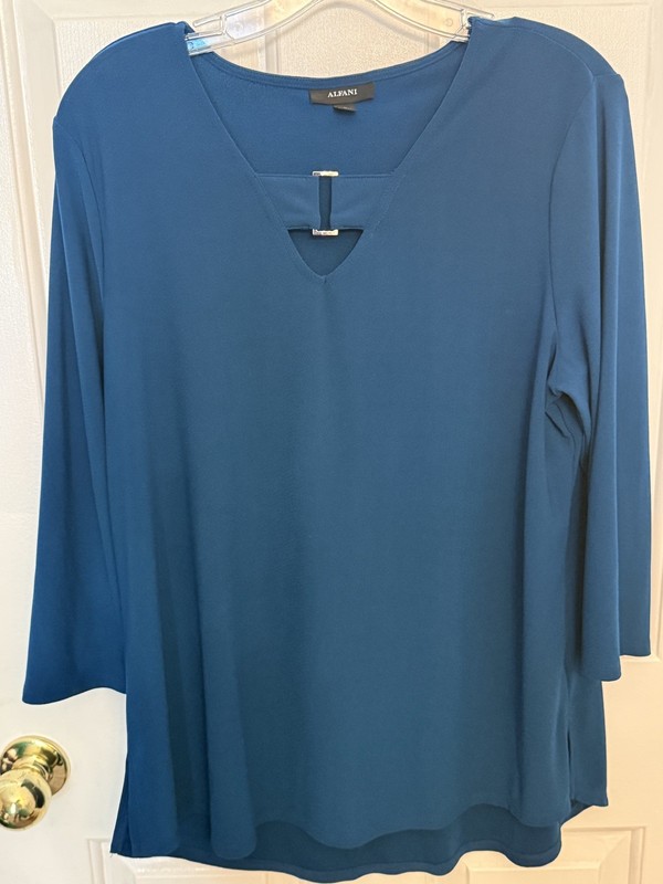 Alfani teal blue 3/4  Sleeve Blouse Large