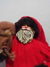 1990's Santa Carrying Sack 13 Inch Foam Inner Cloth Red Outfit Brown Sack