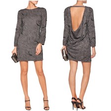 HALSTON Heritage $595 Open Back Beaded Embroidery Shift Mini Dress Size 12