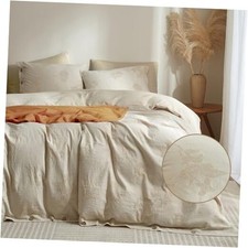 Duvet Cover Set - 70 Queen 03 - Cotton-linen Jacquard - Almond Milk Grey