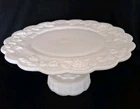 Vintage Westmoreland White Milk Glass Paneled Grape Pedestal Cake Plate