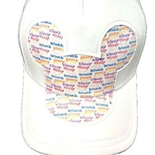 Vintage Mickey Mouse Disney Parks White Hat/Cap Multi Color Print Adjustable