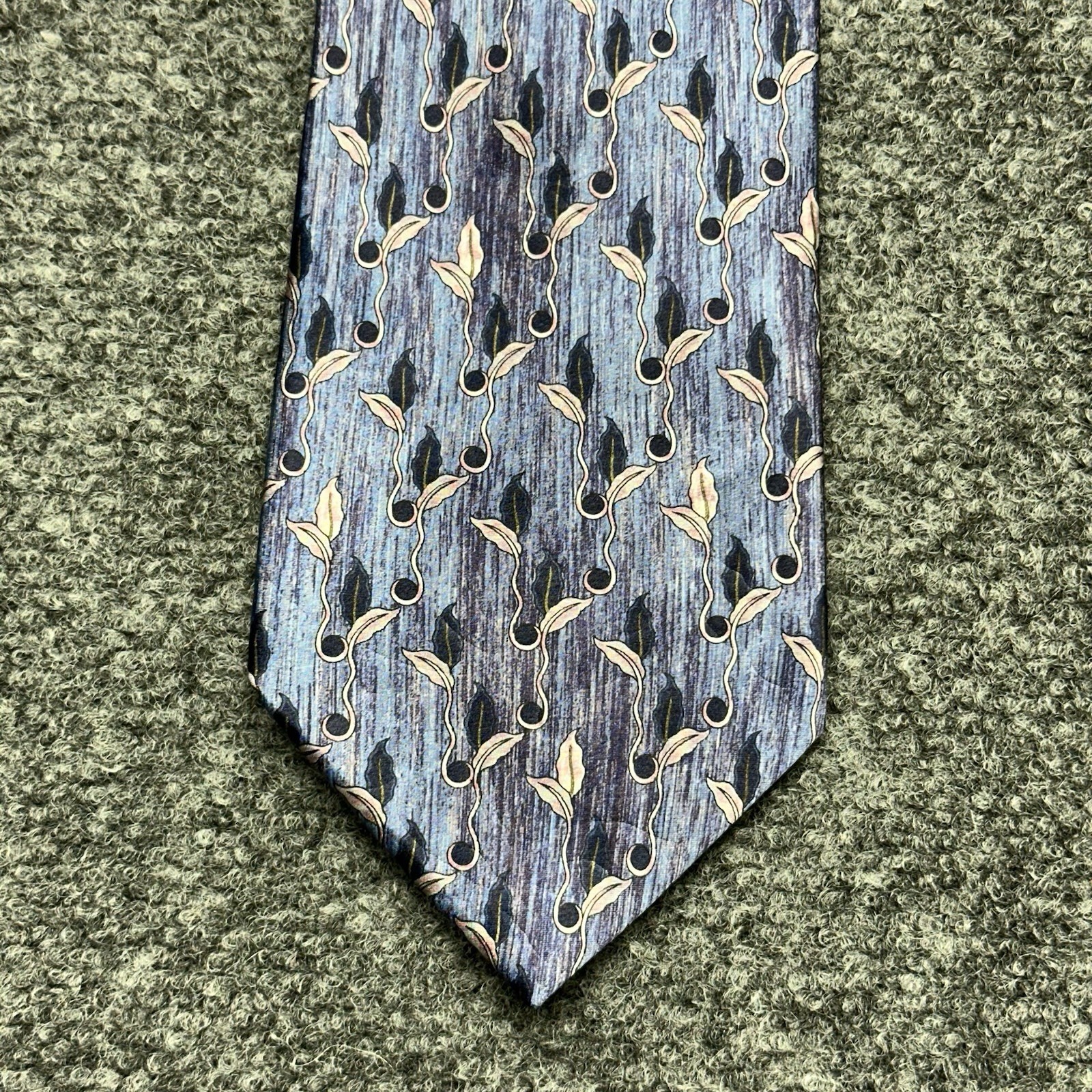 Lanvin Paris Floral Leaves France 100% Silk Neck Tie Men's 58"