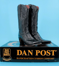 VTG Women's Dan Post Black Maria Western / Cowboy Boots Sz 10 M Snip Toe
