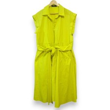 CAROLINA HERRERA waist-tie sleeveless shirt dress, size 14, yellow Women USED