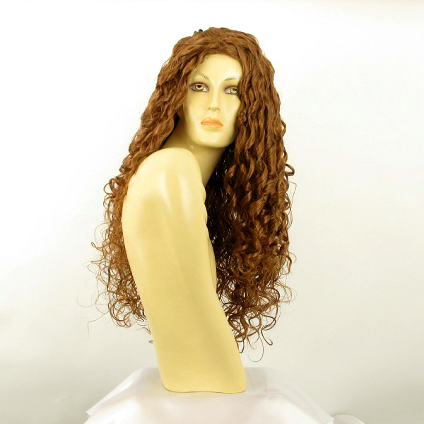Perruque mi-longue bouclée EVA résistant à la chaleur couleur blond foncé 27