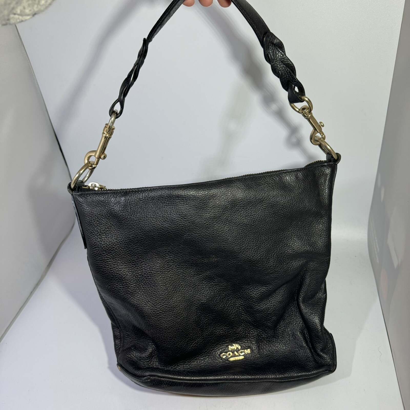 Coach Abby Duffle Black Pebble Leather F31507 Handbag… Gem