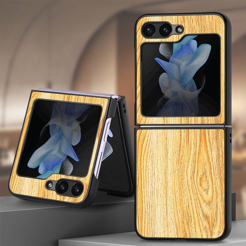 For Samsung Galaxy Z Flip 5 Luxury Shockproof Wood PU Skin Flip Case Cover - Photo 10 sur 16