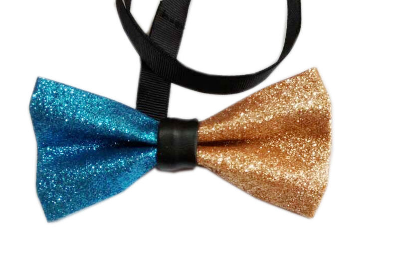 Men Faux Leather Blue Gold Stitching Bowtie Bow Wedd Tie Shining Over Store item handling ☆