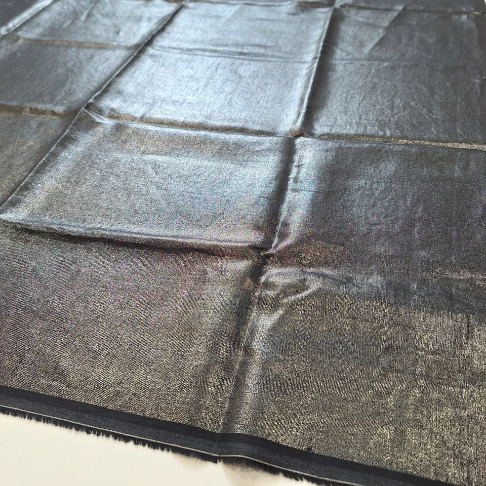 Lurex prata em tecido preto Natal Ano Novo decoração de casa de bonecas 1 jarda x 56" W - Imagem 4 de 4