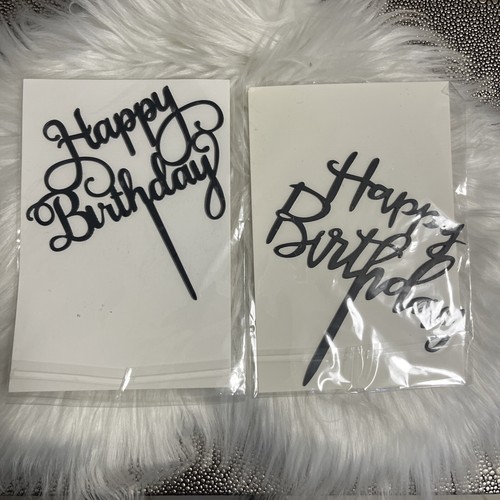 NEW Happy Birthday  Cake Topper Black  Party Decoration
